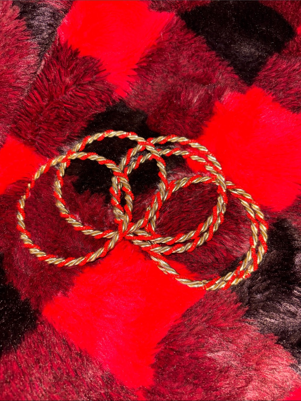 Red and Gold Twisted Rope Bracelet Set (6) - Picture 2 of 5